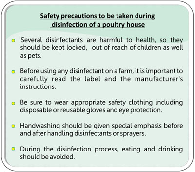 Safety precaution during disinfection of poultry house